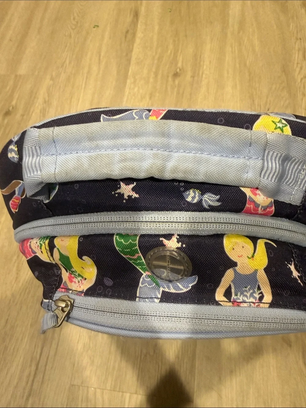 Pottery Barn Kids Navy Mermaid Print Backpack with Light Blue Straps